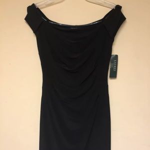 Ralph Lauren Off the Shoulder Ruched Jersey Dress